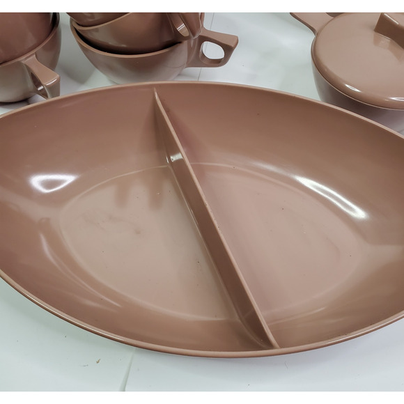 Vintage MCM Melamine Dishes Mauve Melmac marked and unmarked lot of 30-read - Picture 3 of 12